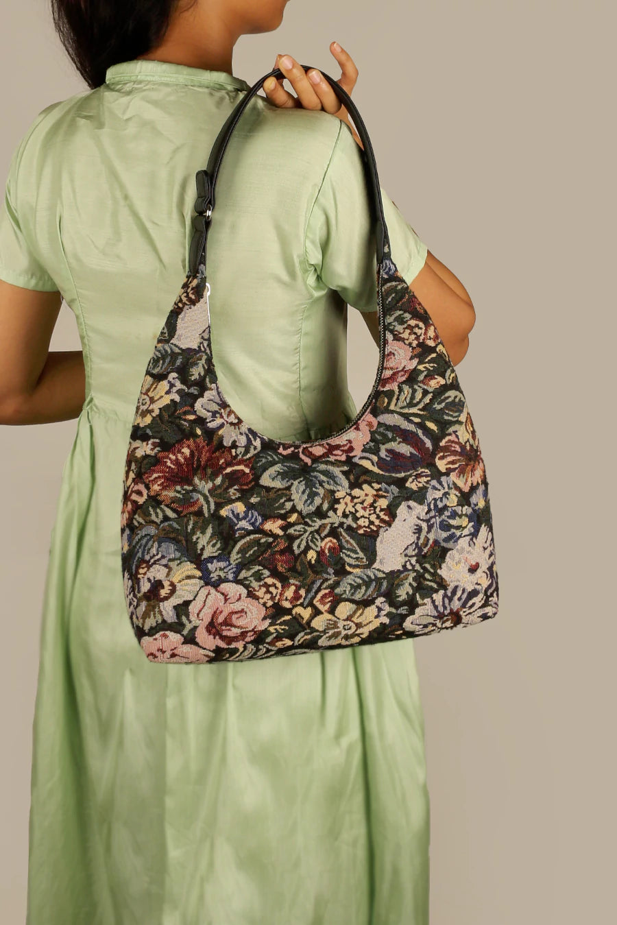 Katie Medium Shoulder Bag Handloom Cadet Model 3
