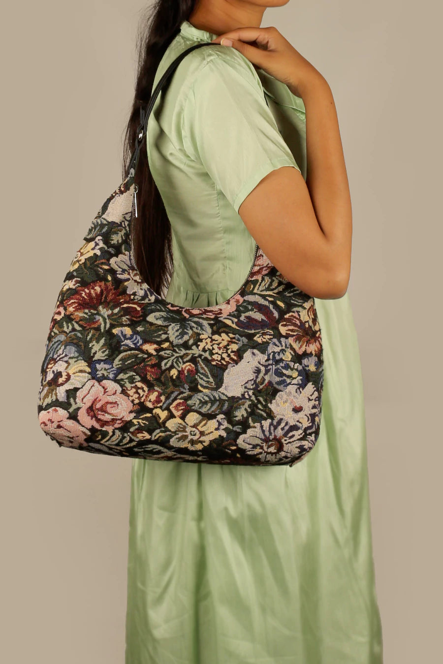 Katie Medium Shoulder Bag Handloom Cadet Model 2