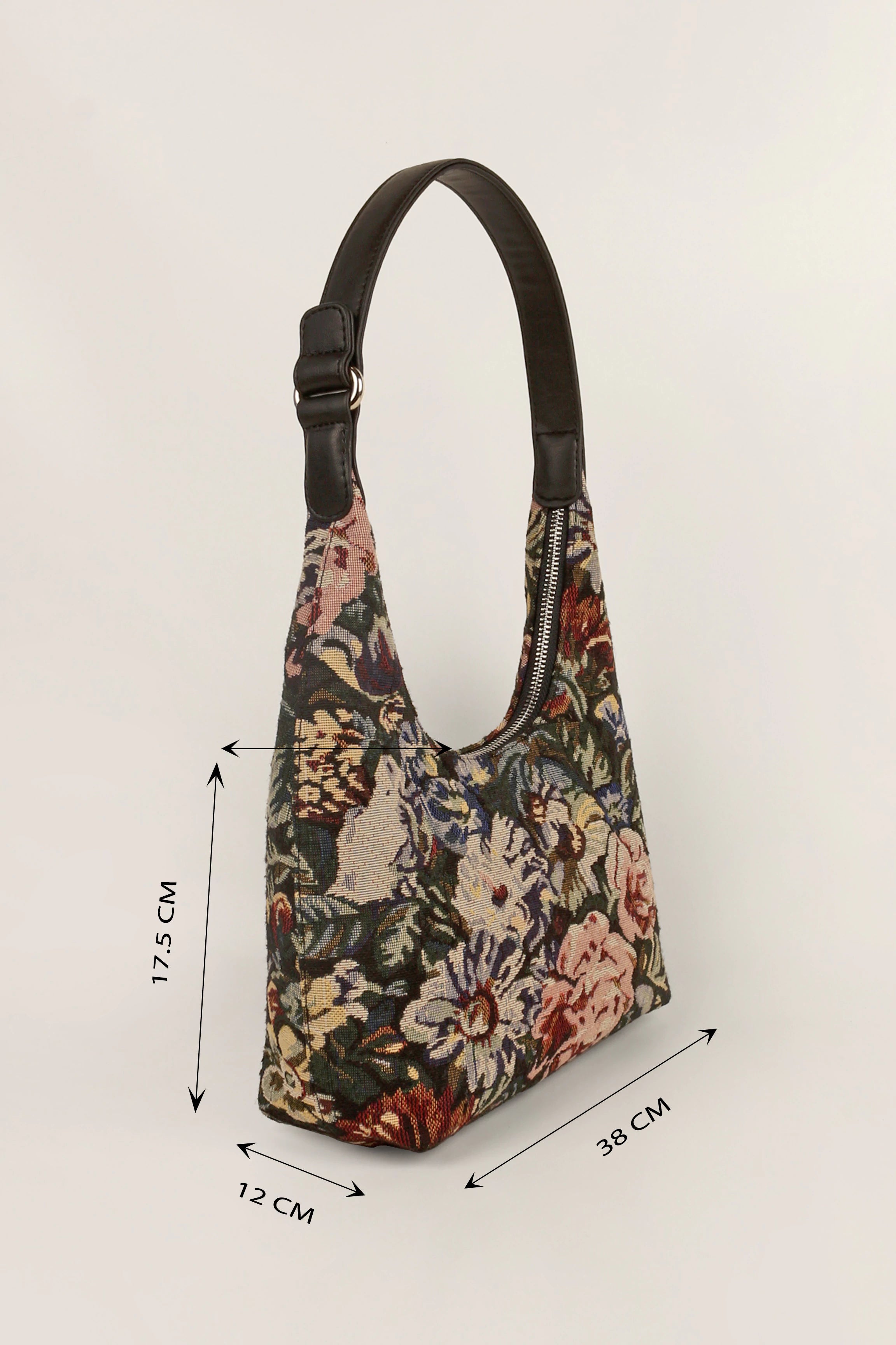 Katie Medium Shoulder Bag Handloom Cadet Measurement