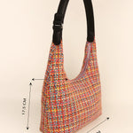 Katie Medium Shoulder Bag Handloom Ditsy Measurement