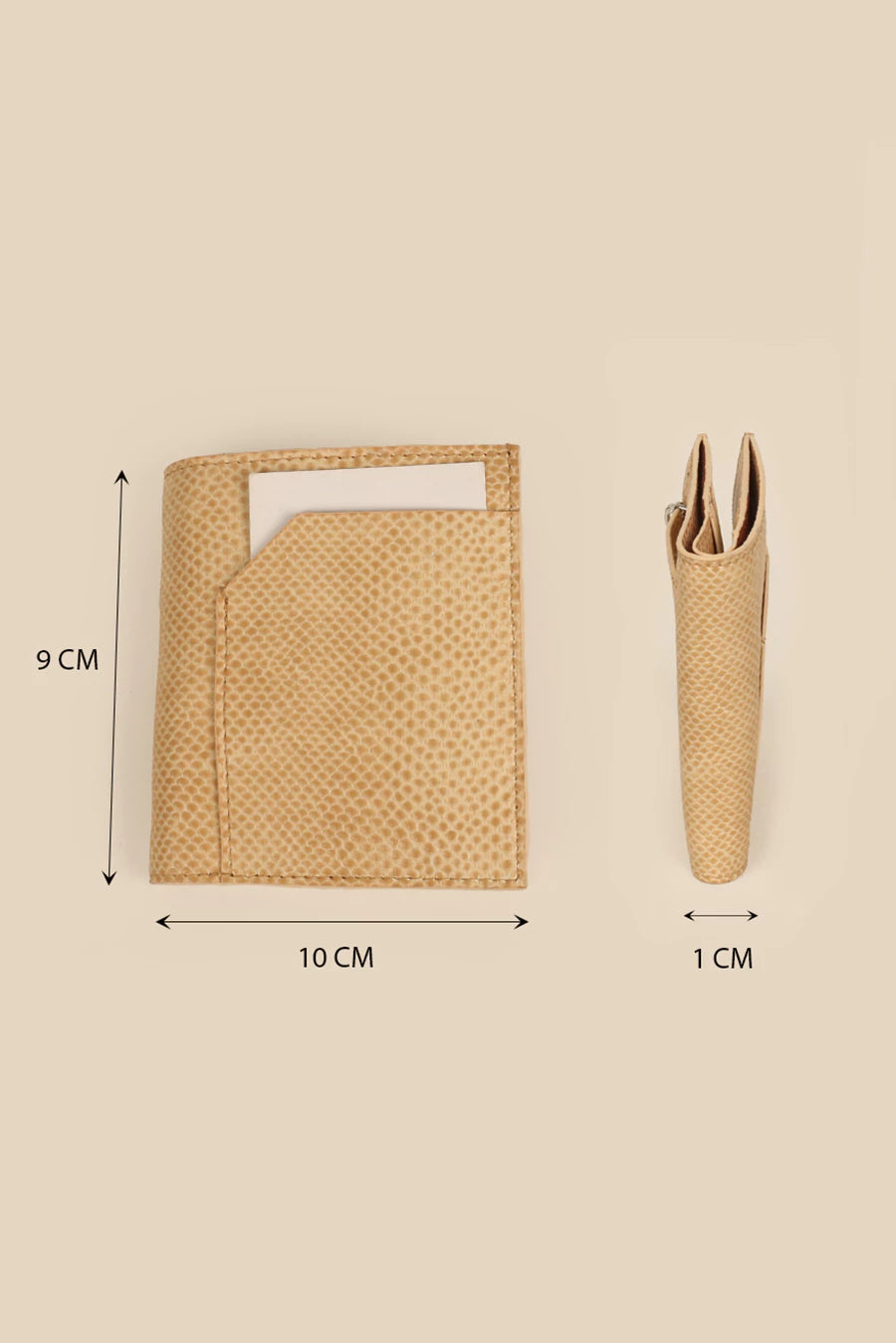 Cruelty Free unisex wallet and cardholder beige measurement