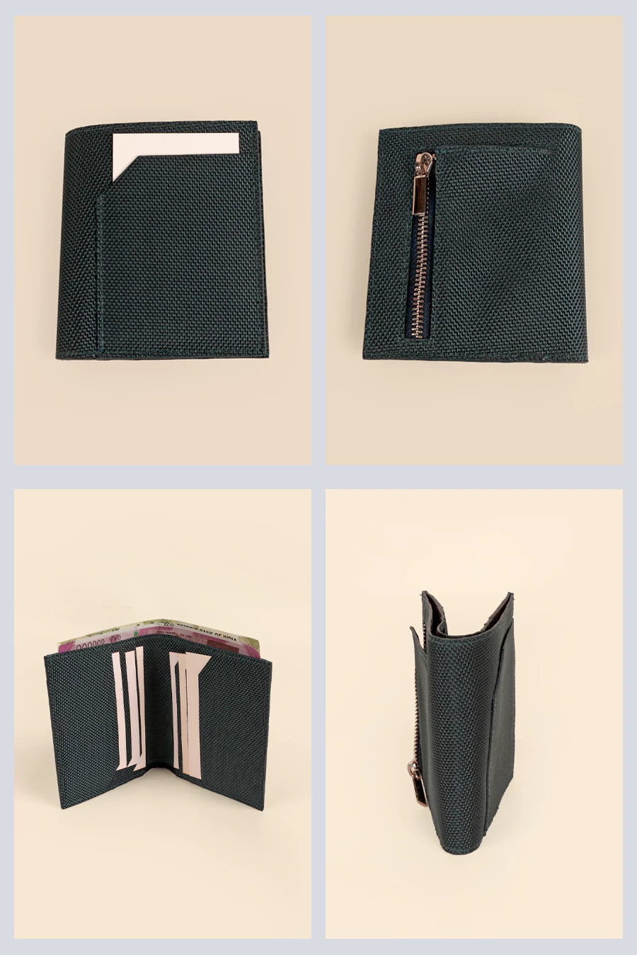 Polyblend waterproof unisex wallet and cardholder blue details