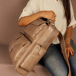 Vegan Leather Women Multipurpose Backpack Chestnut M1