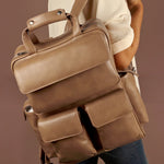 Vegan Leather Women Multipurpose Backpack Chestnut M2