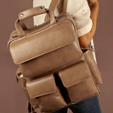 Vegan Leather Women Multipurpose Backpack Chestnut M2