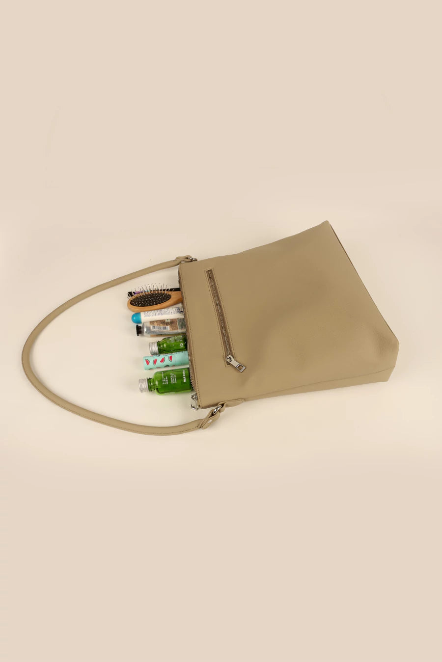 Stella Vegan Leather Shoulder Bag Beige Lifestyle