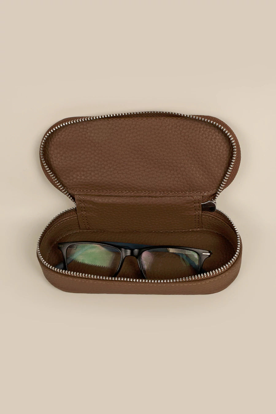 Vegan Leather Eyewear Case or Sunglass Cover Cedar Open