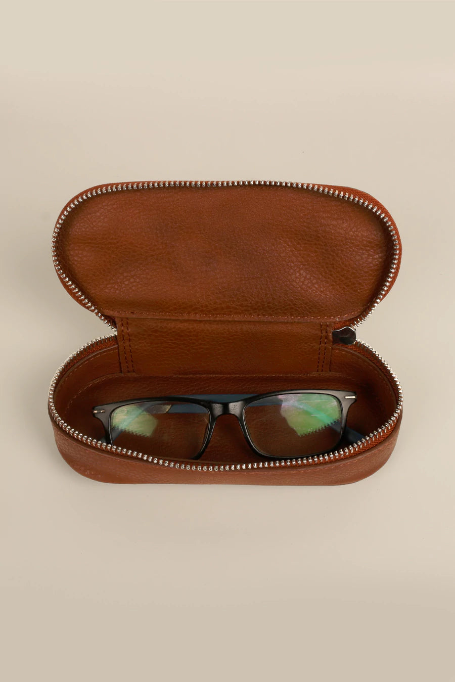 Vegan Leather Eyewear Case or Sunglass Cover Oxide Red Open