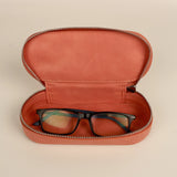 Vegan Leather Eyewear Case or Sunglass Cover Coral Open