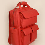 Vegan Leather Travel Backpack Organizer Scarlet Front