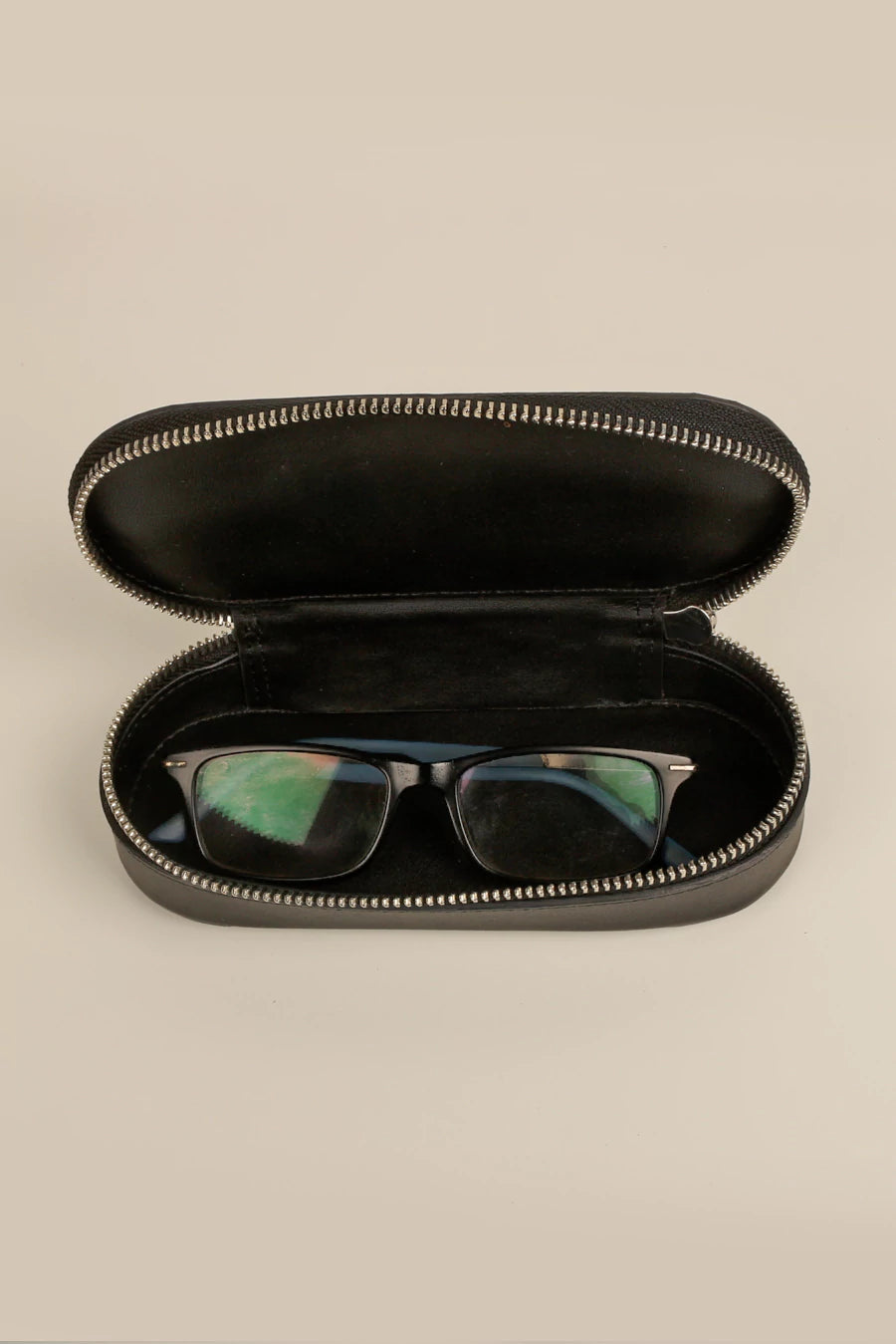 Vegan Leather Eyewear Case or Sunglass Cover Vanta Black Open