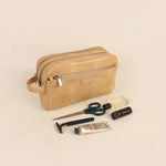 Travel Toiletry Pouch Vegan Leather Porcelain Lifestyle 