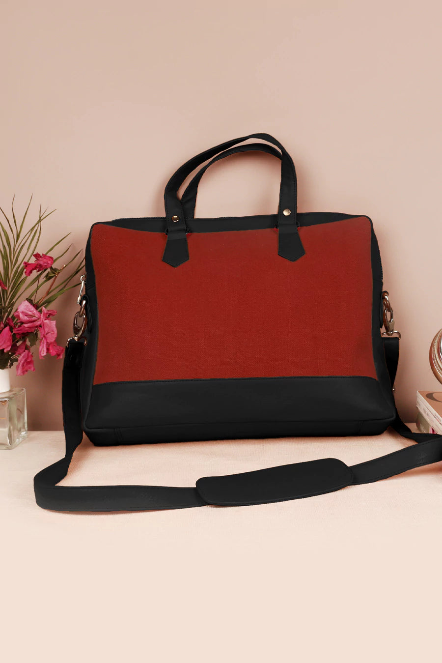 Soft Jute Ross Men 15" Laptop Bag Rasberry Front