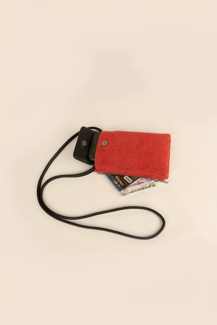 Grace Soft Jute Mobile Sling Tomato Lifestyle 