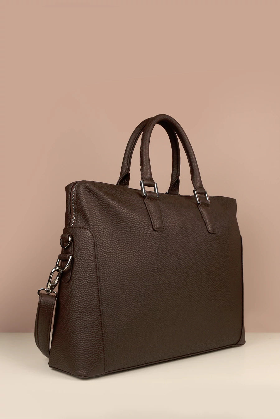 Will Vegan Leather Laptop Bag Chocolate Tilt