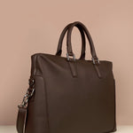 Will Vegan Leather Laptop Bag Chocolate Tilt