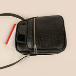 Men Vegan Leather Letter Patch Crossbody Bag Ost Black Lifestyle