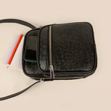Men Vegan Leather Letter Patch Crossbody Bag Ost Black Lifestyle