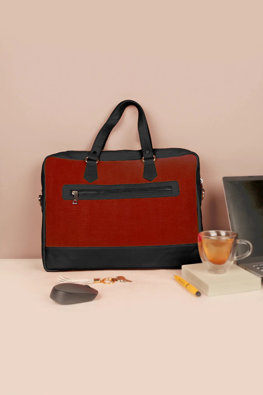 Soft Jute Ross Men 15" Laptop Bag Rag Rasberry Back