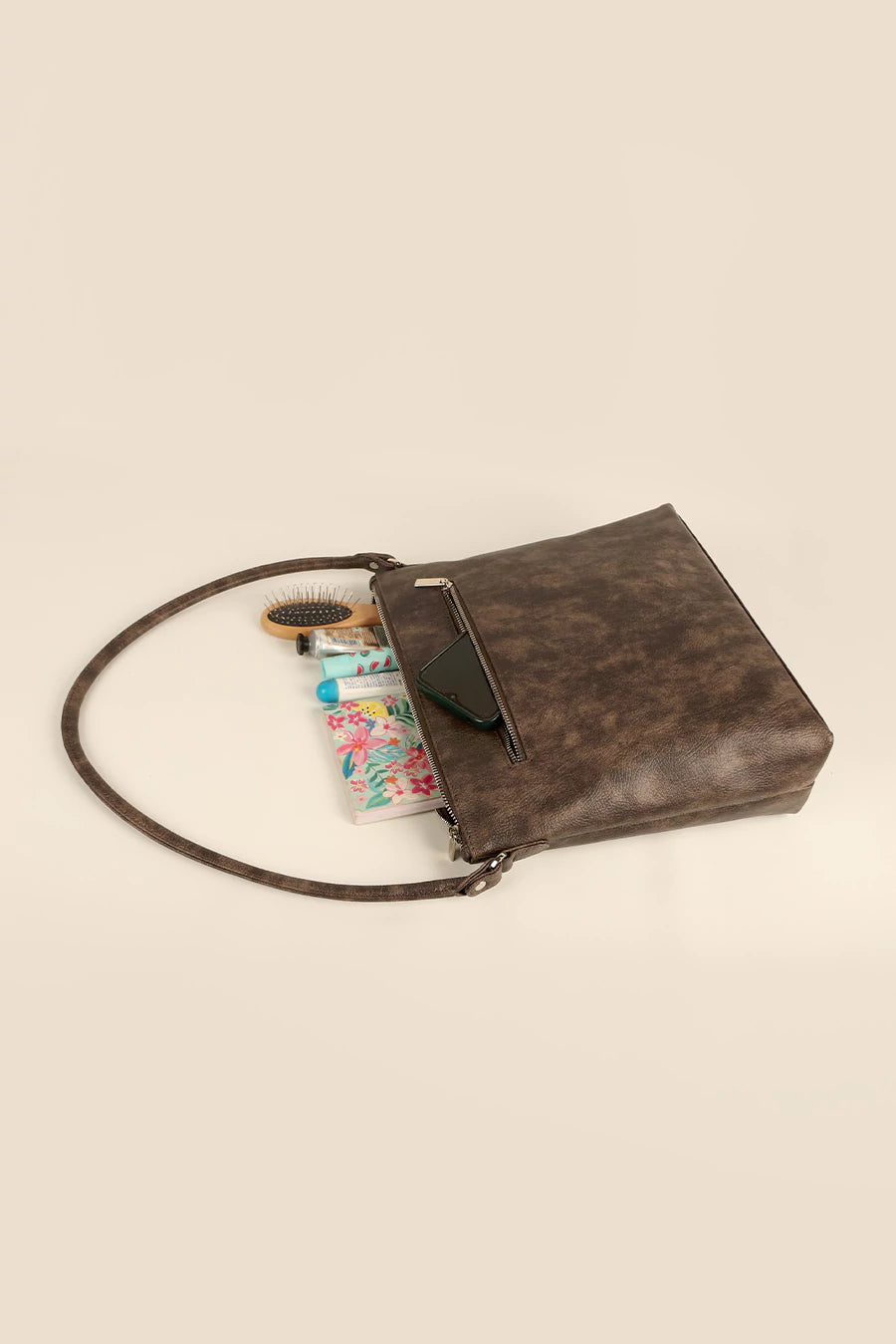 Stella Vegan Leather Women Shoulder Bag Espresso Lifestyle
