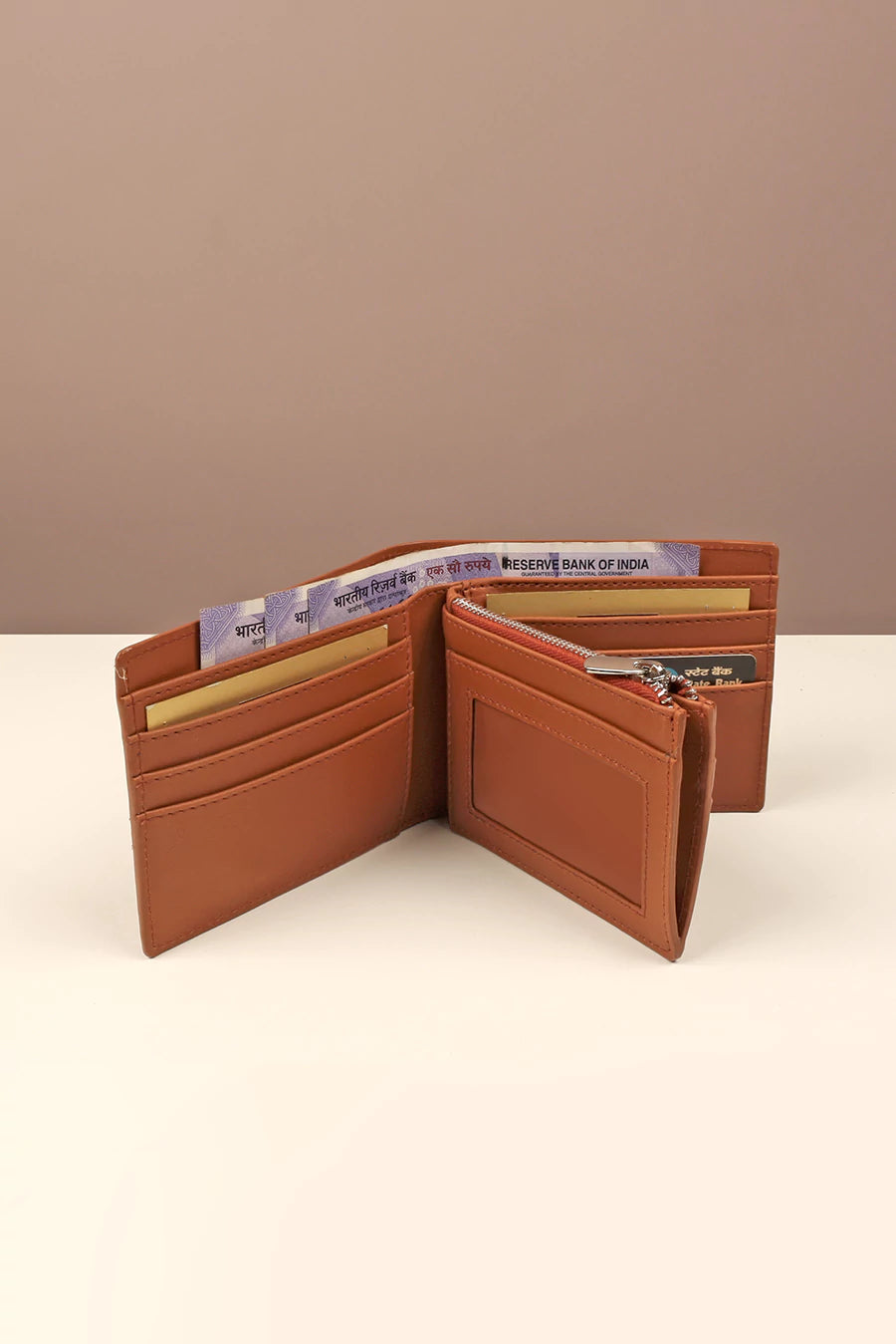 Leonardo Vegan Leather Men Bifold Wallet Firepit Front