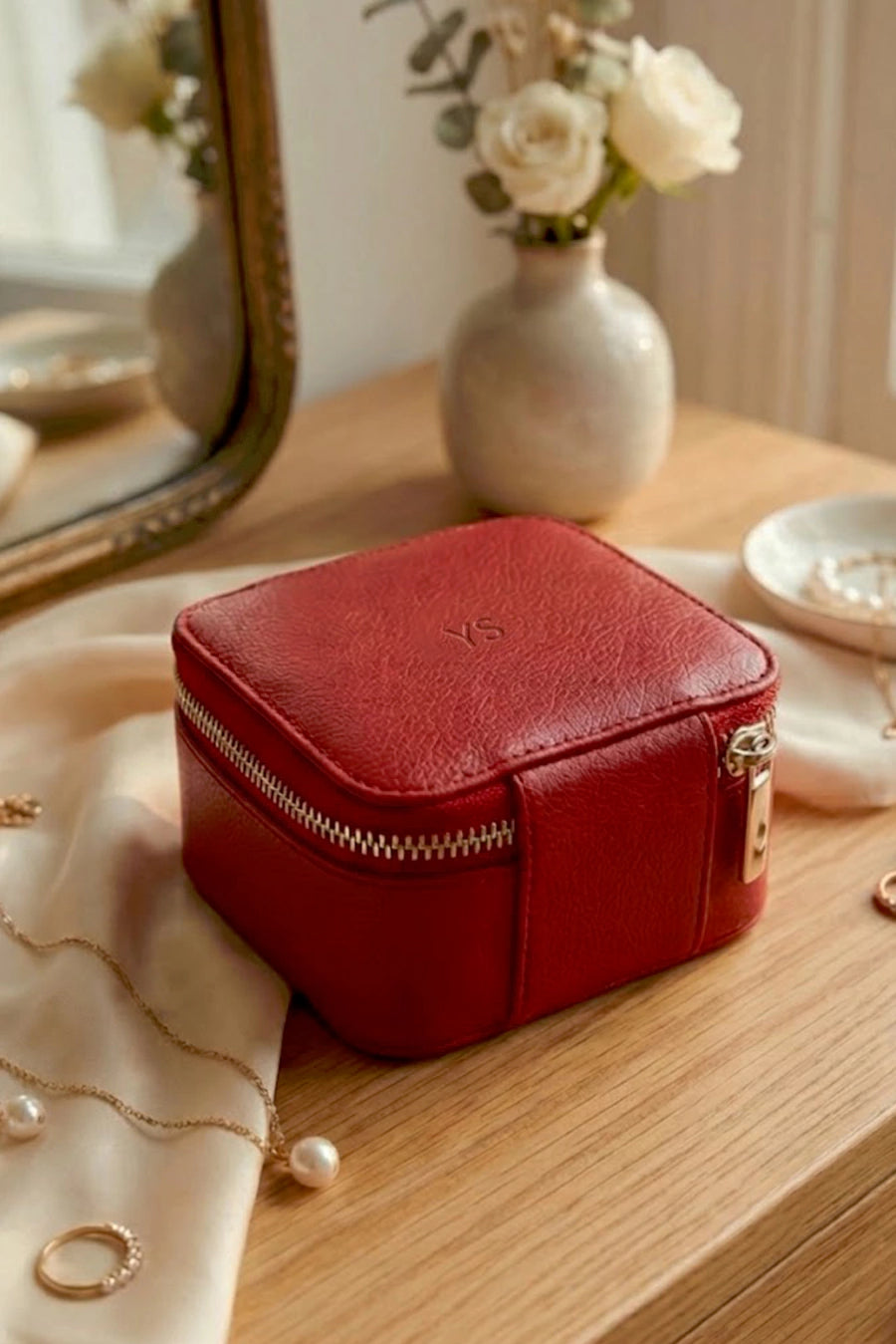 Vegan Leather Jewellery Case Square