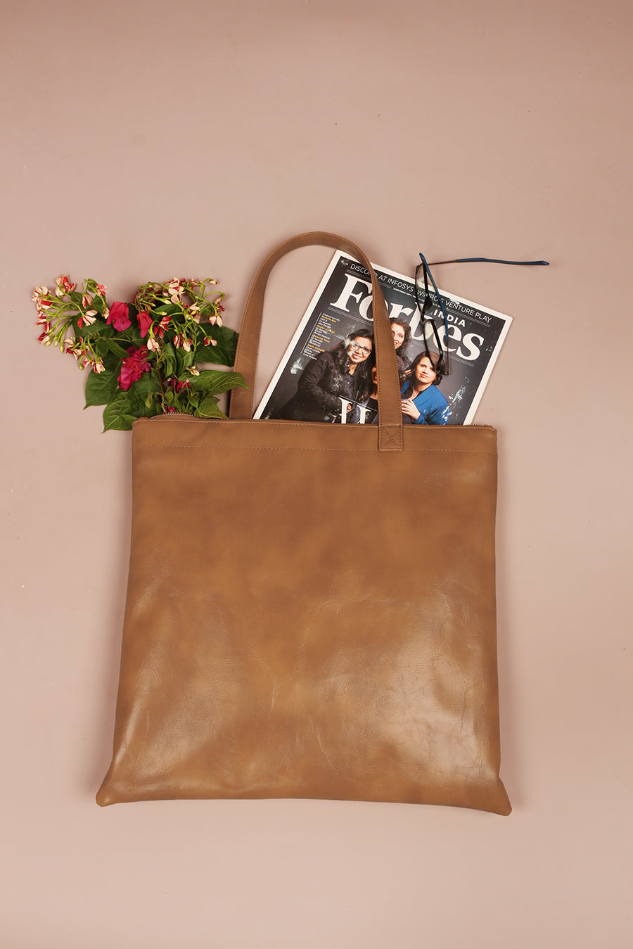 Lightweight Vegan Women Tote Bag Caramel Front