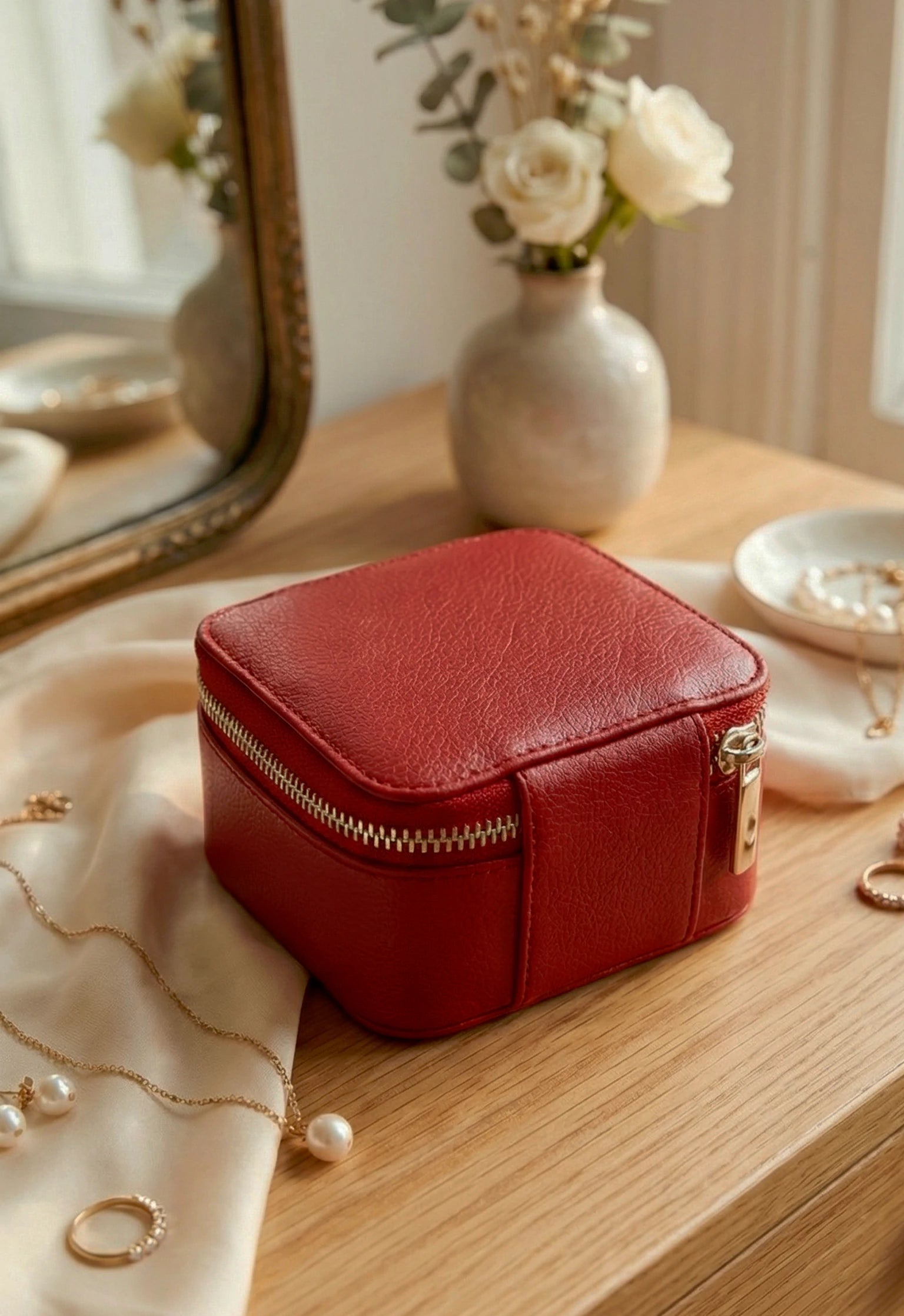 Vegan Leather Jewellery Case Square THE HOUSE OF GANGES