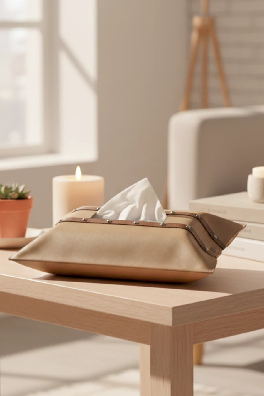 Tissue Box Cover Vegan Leather THE HOUSE OF GANGES