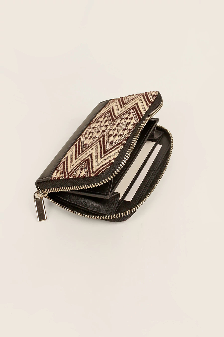 Alexandra Women Handloom Wallet Brown Chevron Open