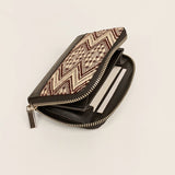 Alexandra Women Handloom Wallet Brown Chevron Open