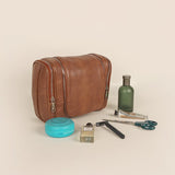 Vegan Leather Hanging Toiletry Pouch Sienna front