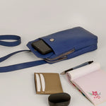 Vegan Leather Vertical Mobile Bag Oxford Blue Lifestyle 1