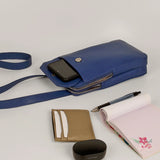 Vegan Leather Vertical Mobile Bag Oxford Blue Lifestyle 1