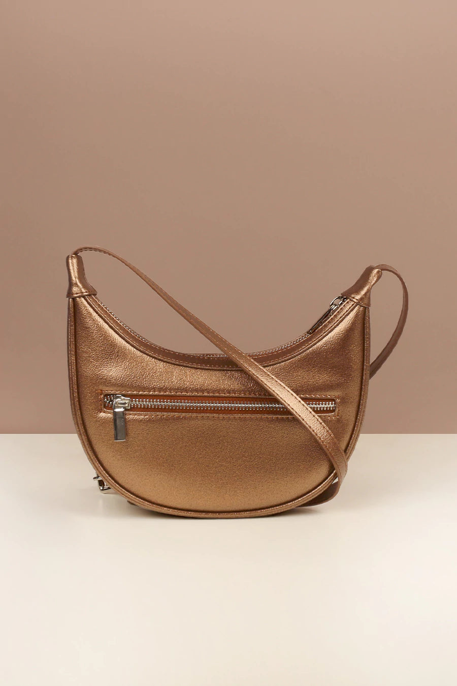 Mini Moony Vegan women Crossbody Bag Sepia Back