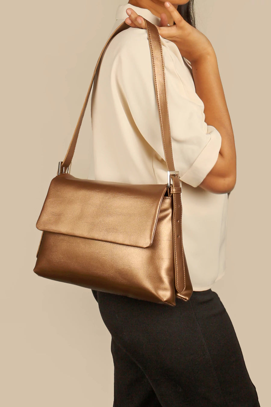 Maeve Cruelty Free Women Party Wear Shoulder Bag Sepia Model 4