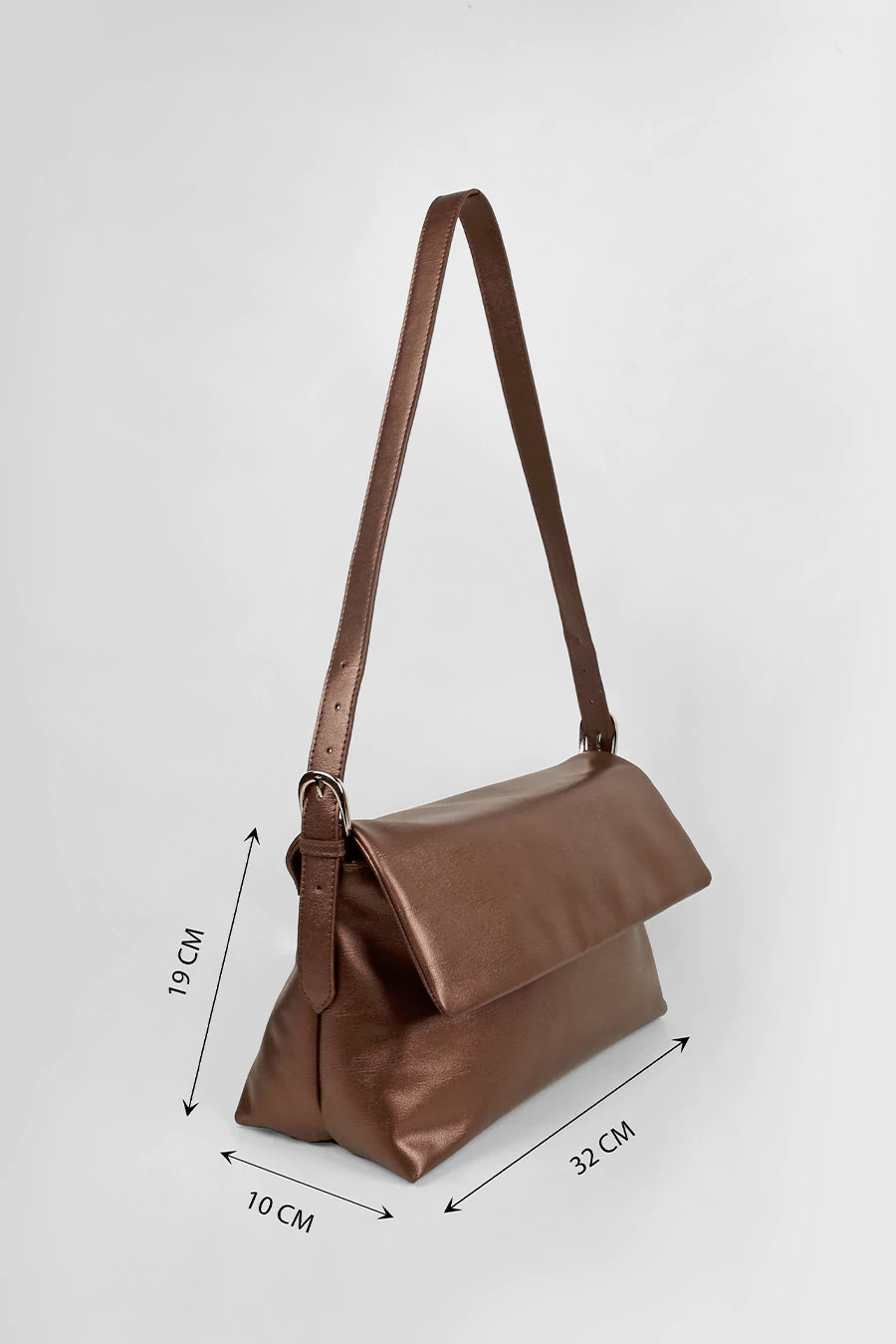 Maeve Cruelty Free Women Shoulder Bag Mahogany Measurement