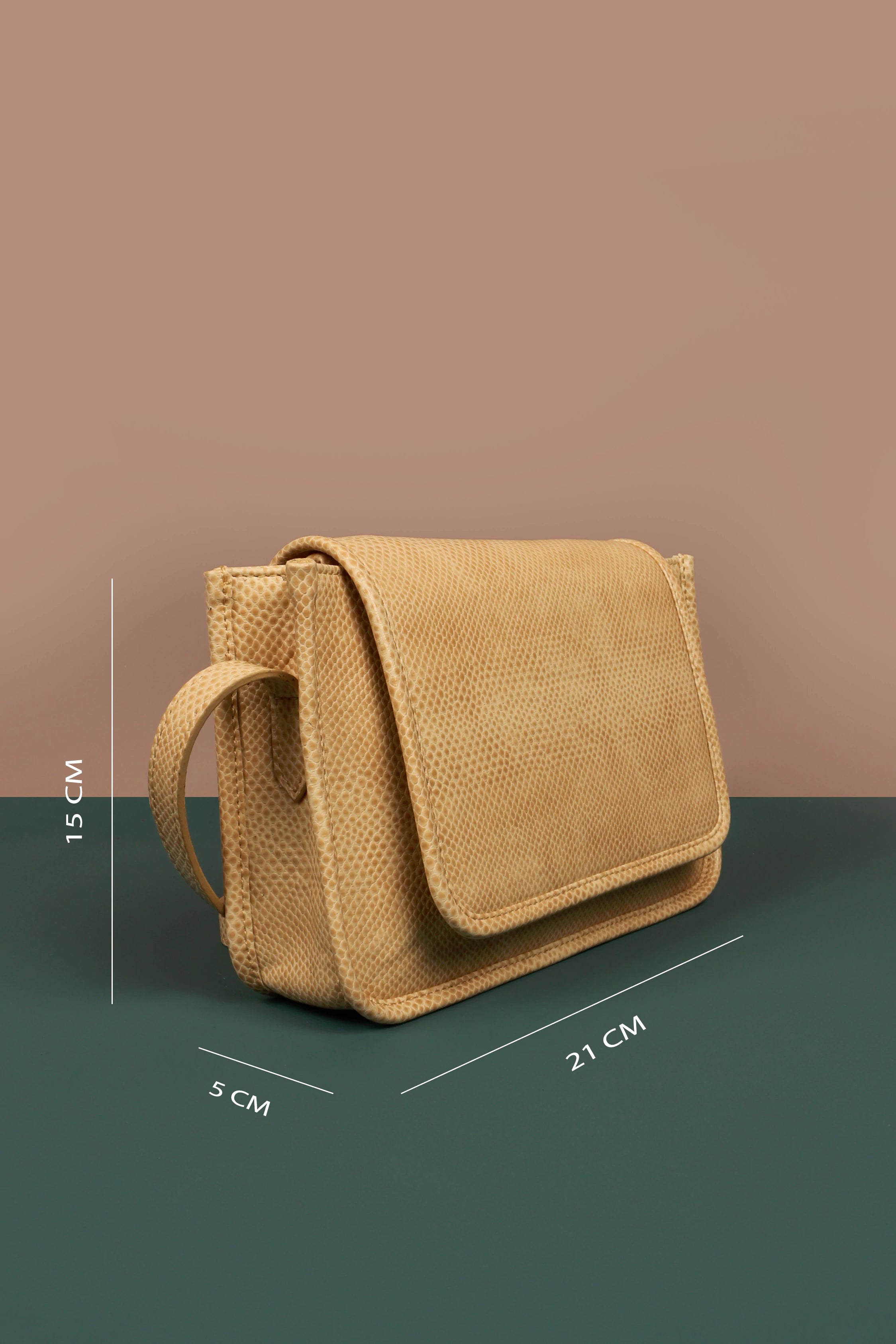 Alice Vegan Leather Women Sling Bag Poreclain Measurement