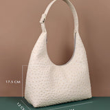 Katie Medium Vegan Leather Shoulder Bag Ostrich White Mesaurement