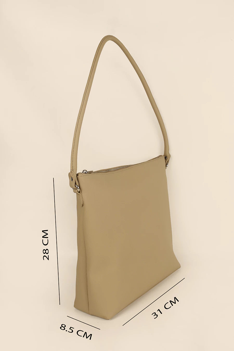 Stella Vegan Leather Shoulder Bag Beige Cad