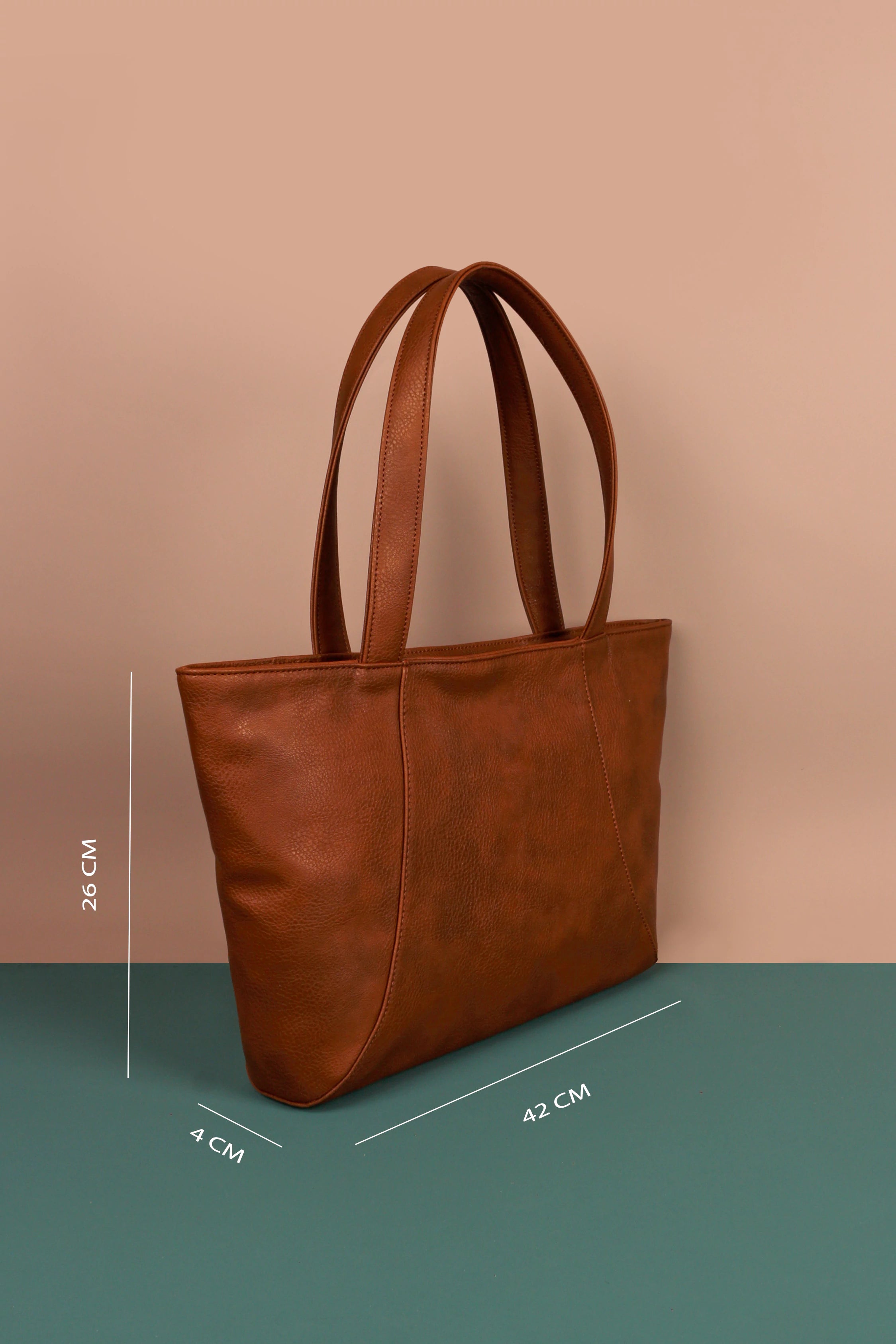 June Vegan Leather women tote bag OxR Measurement