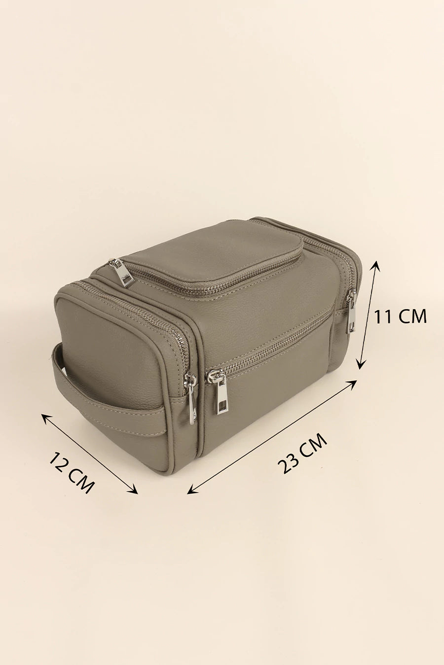 Milton Vegan Leather Travel Toiletry Bag Limestone Cad