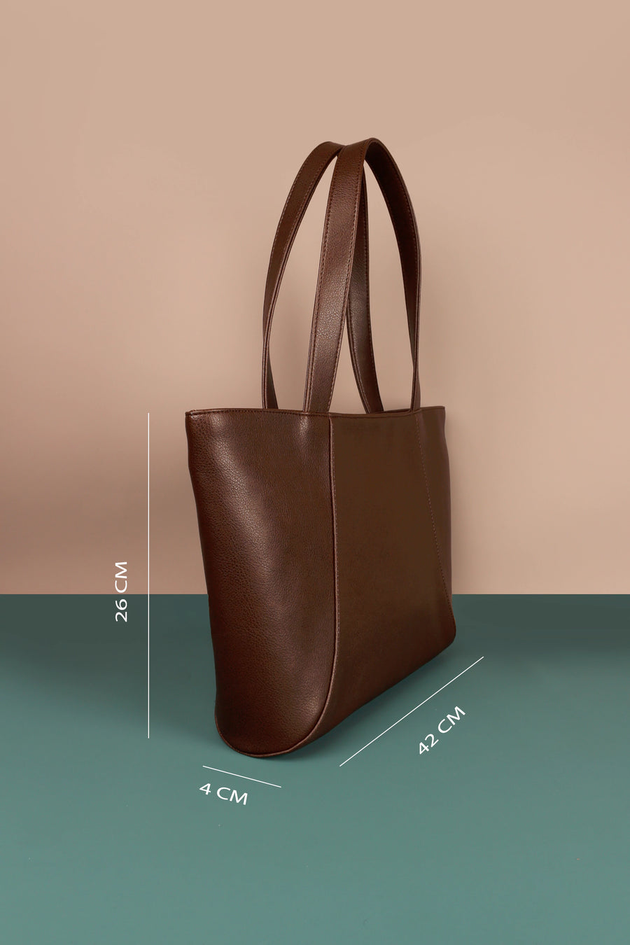 June Vegan Leather women tote bag taupe measurement