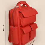 Vegan Leather Travel Backpack Organizer Scarlet Measurement