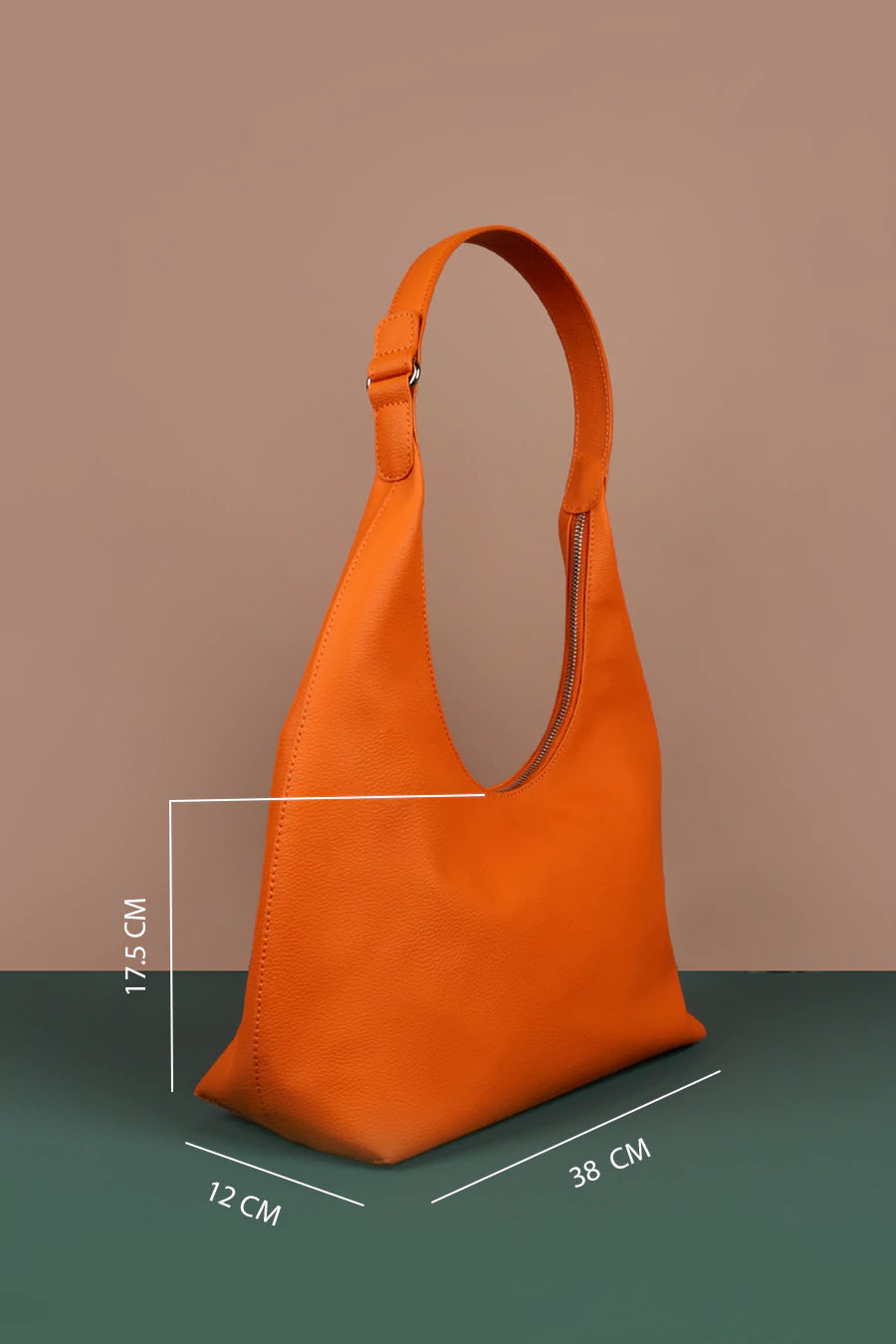 Katie Medium Vegan Leather Shoulder Bag Pumpkin Details
