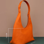 Katie Medium Vegan Leather Shoulder Bag Pumpkin Details