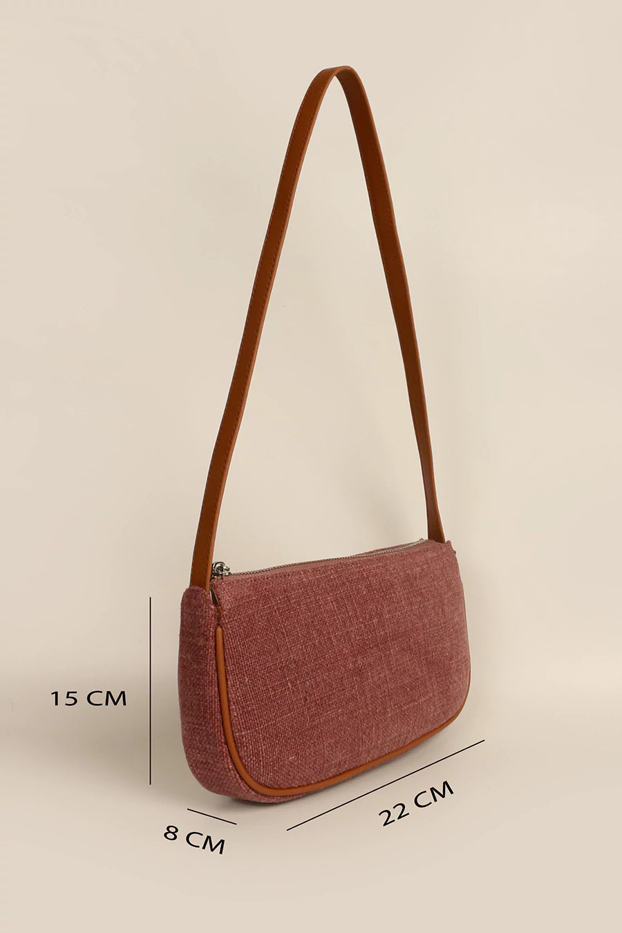 Soft Jute Daily Sling Women Handbag Sangria Measurement