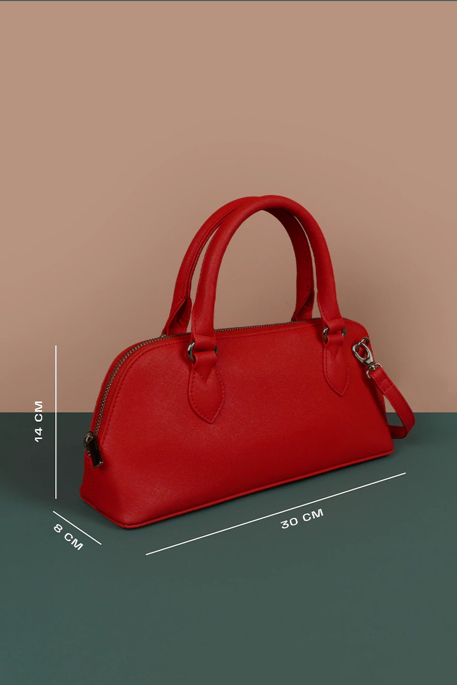 Everly Women Handbag Vegan Leather Ruby Measurement