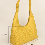 Katie Medium Vegan Leather Shoulder Bag Ostrich Yellow Measurement