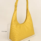 Katie Medium Vegan Leather Shoulder Bag Ostrich Yellow Measurement